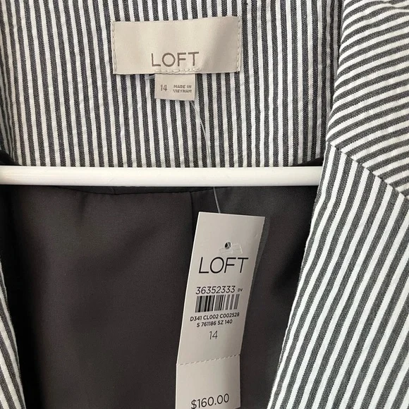 LOFT Black and White Striped Blazer NWT - Picture 5 of 9